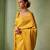 yellow woven pure silk blend designer pallu saree with blouse