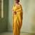 yellow woven pure silk blend designer pallu saree with blouse