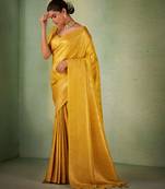 yellow woven pure silk blend designer pallu saree with blouse
