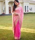 pink woven pure georgette designer pallu saree with blouse