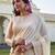 cream woven pure georgette designer pallu saree with blouse