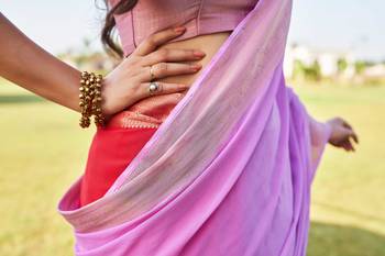 lavender woven pure georgette designer pallu saree with blouse 3