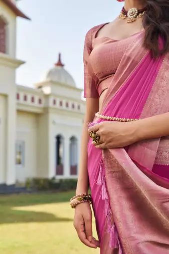 wine woven pure georgette designer pallu saree with blouse