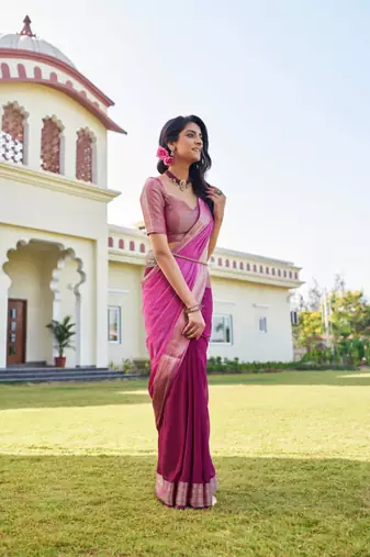 wine woven pure georgette designer pallu saree with blouse