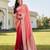 peach woven pure georgette designer pallu saree with blouse