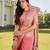 peach woven pure georgette designer pallu saree with blouse