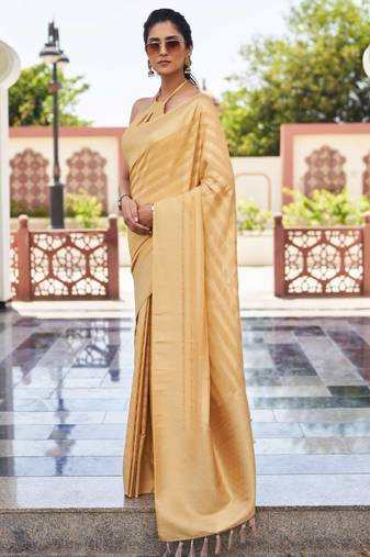 beige woven pure georgette designer pallu saree with blouse
