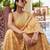 beige woven pure georgette designer pallu saree with blouse