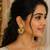 South indian gold green stone & blue bead drop temple peacock  chandbali earrings for women