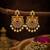 Designer gold plated cz ruby green stones & pearl peacock chandbali earrings for women | ethnic bridal festive wear