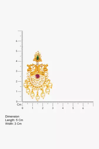 Designer gold plated cz ruby green stones & pearl peacock chandbali earrings for women | ethnic bridal festive wear