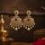 Gold plated cz ruby emerald stone pearl drop chandbali earrings for women south indian bridal wedding & festive