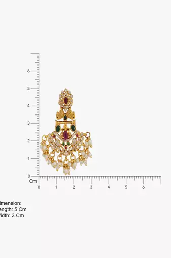 South indian gold chandbali earrings for women cz stone & pearl drop earrings   bridal wedding festive ethnic
