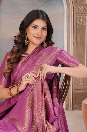 wine woven kanjivaram soft silk saree designer pallu saree with blouse