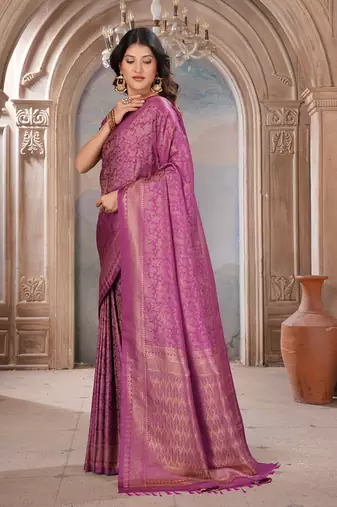 wine woven kanjivaram soft silk saree designer pallu saree with blouse