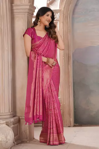 pink woven kanjivaram soft silk saree designer pallu saree with blouse