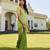 pista green woven pure georgette designer pallu saree with blouse
