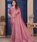 pink woven pure silk blend designer pallu saree with blouse