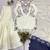 Cream crape silk blend kurta palazzo set with dupatta