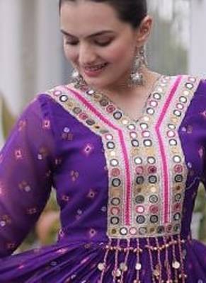 Navratri special purple georgette gown for women's 2
