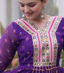 Navratri special purple georgette gown for women's