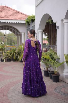 Navratri special purple georgette gown for women's 5