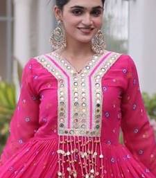 Navratri special pink georgette gown for women's