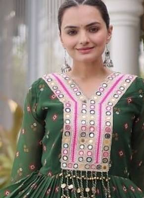 Navratri special green georgette gown for women's 2