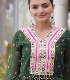 Navratri special green georgette gown for women's