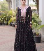Navratri special black georgette gown for women's