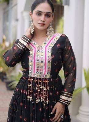 Navratri special black georgette gown for women's 2