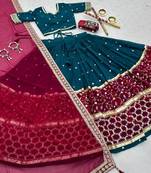 NAVRATRI  RAMA GREEN FAUX GEORGETTE THREAD Lehenga choli