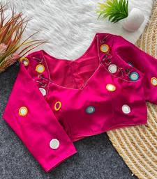 Navratri pink galaxy silk thread mirror kardana work readymade blouse