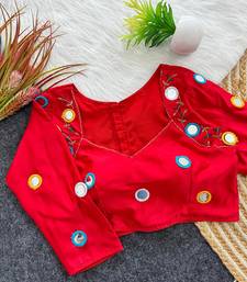 Navratri red galaxy silk thread mirror kardana work readymade blouse