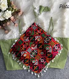 Navratri pista cotton thread kaudi hand mirror work noodles strips readymade blouse