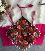 Navratri rani cotton thread kaudi hand mirror work noodles strips readymade blouse