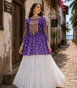 Lavender Navrat Special Designer Kediya Lehenga Set with Mirror Work