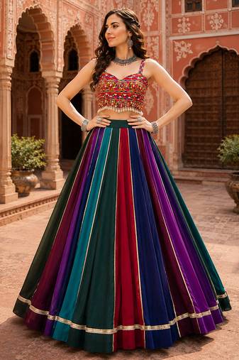 Navratri Special Multicolor Georgette Garba Lehenga Choli