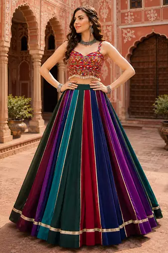 Navratri Special Multicolor Georgette Garba Lehenga Choli
