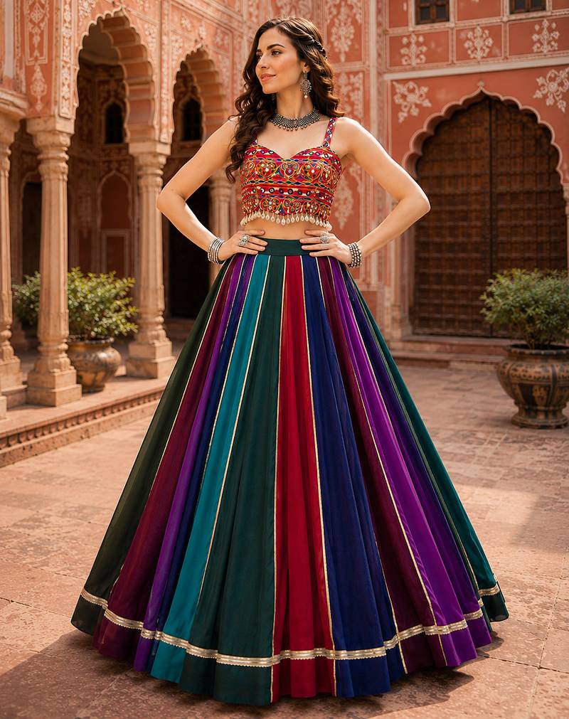 Navratri Special Multicolor Georgette Garba Lehenga Choli
