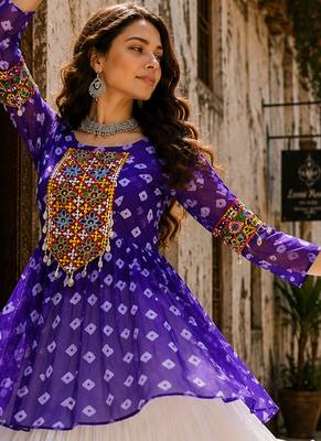 Lavender Navrat Special Designer Kediya Lehenga Set with Mirror Work 2