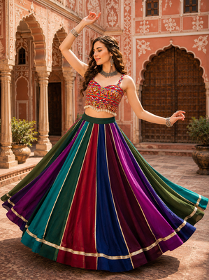 Navratri Special Multicolor Georgette Garba Lehenga Choli 2