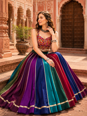 Navratri Special Multicolor Georgette Garba Lehenga Choli 3