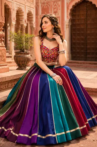 Navratri Special Multicolor Georgette Garba Lehenga Choli