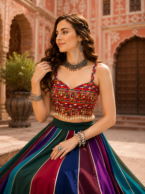Navratri Special Multicolor Georgette Garba Lehenga Choli 4