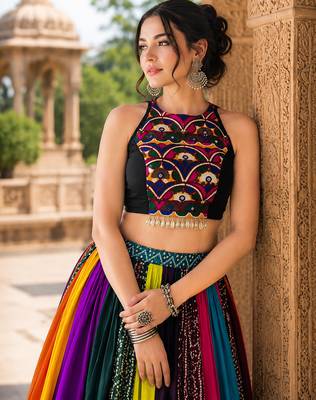 Rainbow Rasiya Navratri Special Pure Rayon Printed Lehenga Choli 4