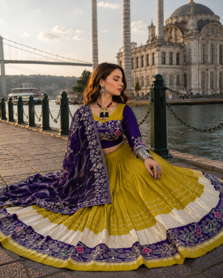Mustard Navratri Special Pure Cotton Embroidered Lehenga Choli 4