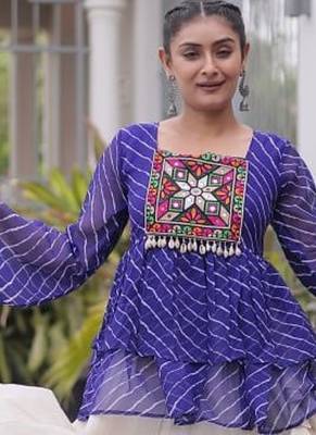 Kora Cotton With Attractive Gota Patti Lace Lehenga Bandhani Print Work With Kutchi Gamthi Patchework Work Lehenga Choli 2