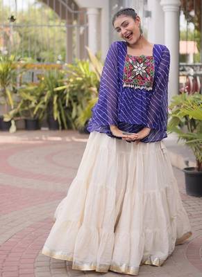 Kora Cotton With Attractive Gota Patti Lace Lehenga Bandhani Print Work With Kutchi Gamthi Patchework Work Lehenga Choli 4