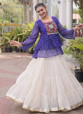 Kora Cotton With Attractive Gota Patti Lace Lehenga Bandhani Print Work With Kutchi Gamthi Patchework Work Lehenga Choli 1